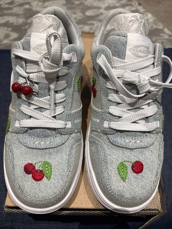 Coach Shoes - COACH Women's Soho Cherry Charm Ornament Detail Sneakers Denim/Optic White-8